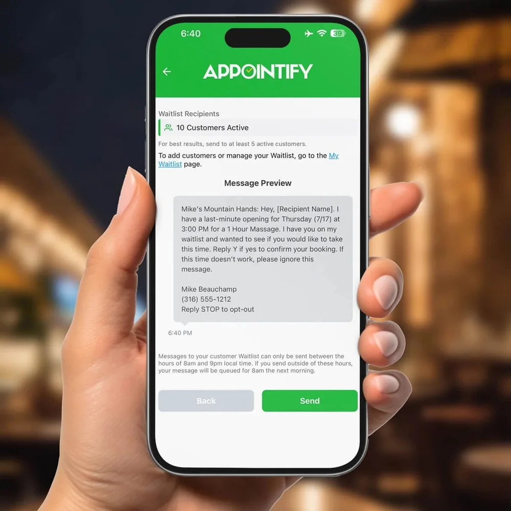 Building a client waitlist to fill open appointment slots from a phone